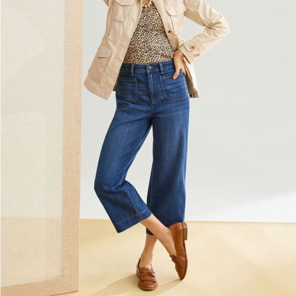 Talbots High Rise Wide Leg Crop Jeans